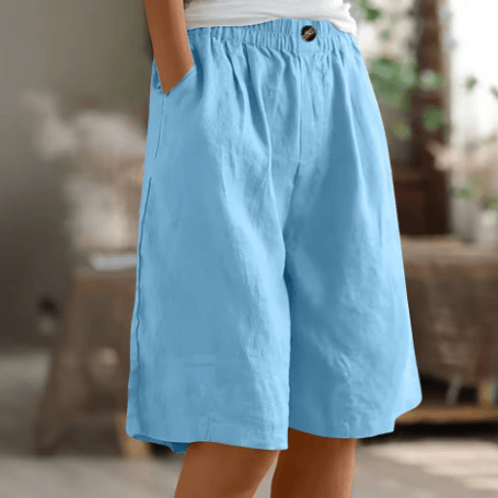 Renee| Woman’s Linen Bermuda Shorts - Relaxed Wide Leg Shorts