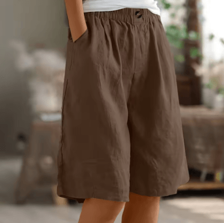 Renee| Woman’s Linen Bermuda Shorts - Relaxed Wide Leg Shorts