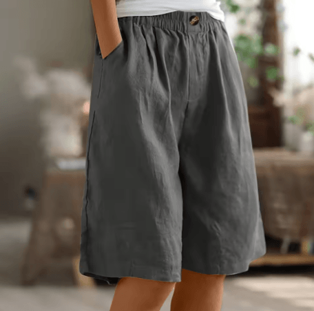 Renee| Woman’s Linen Bermuda Shorts - Relaxed Wide Leg Shorts