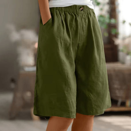 Renee| Woman’s Linen Bermuda Shorts - Relaxed Wide Leg Shorts