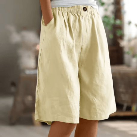 Renee| Woman’s Linen Bermuda Shorts - Relaxed Wide Leg Shorts