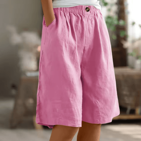 Renee| Woman’s Linen Bermuda Shorts - Relaxed Wide Leg Shorts