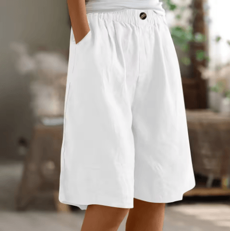 Renee| Woman’s Linen Bermuda Shorts - Relaxed Wide Leg Shorts
