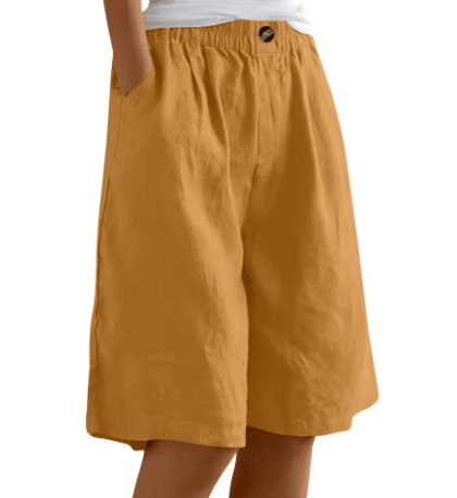 Renee| Woman’s Linen Bermuda Shorts - Relaxed Wide Leg Shorts