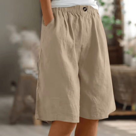 Renee| Woman’s Linen Bermuda Shorts - Relaxed Wide Leg Shorts