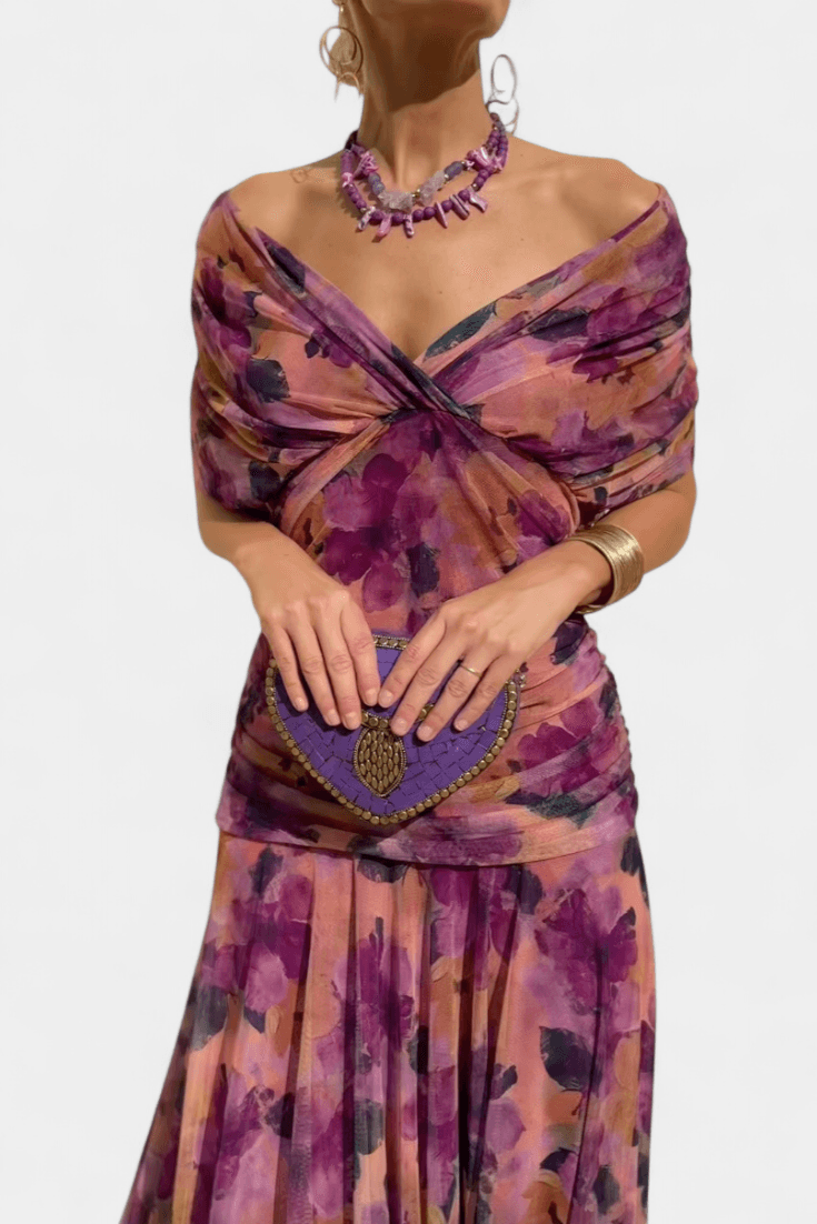 Eryzziah | Woman’s Elegant Off Shoulder Ruched Maxi Dress Wedding Guest Dress