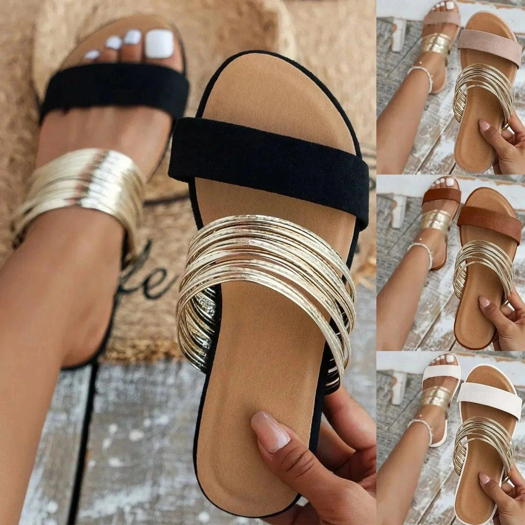 Alma | Woman’s Comfortable Orthopedic Metallic Strap Sandals