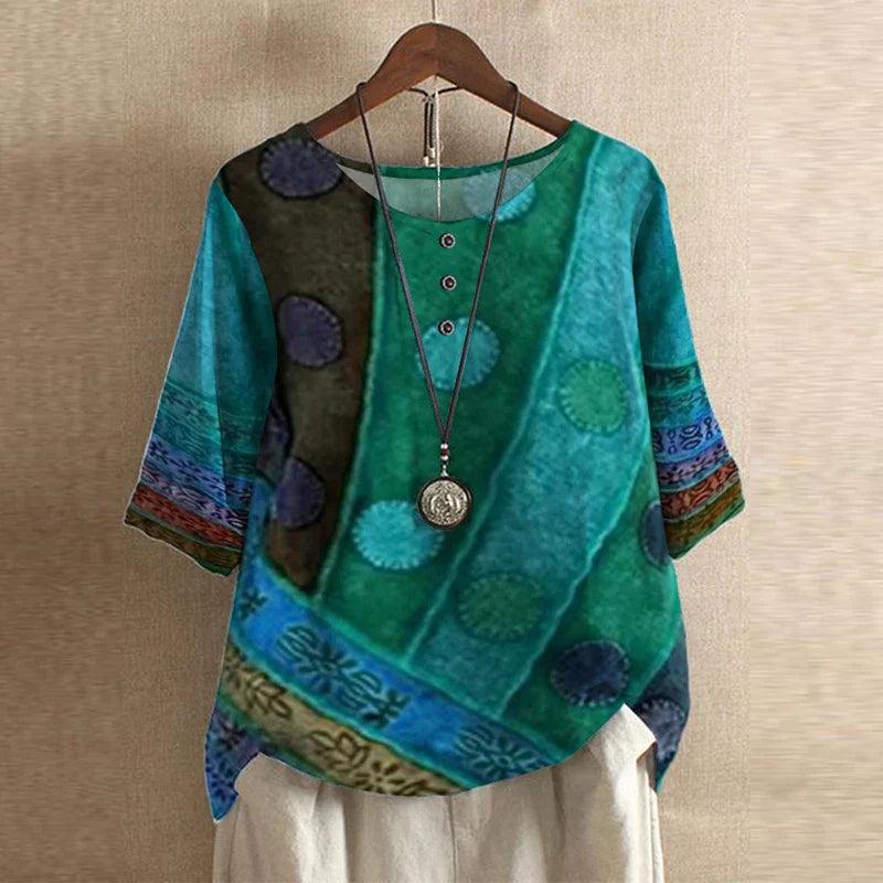Anya| Woman’s Vintage Floral Oversized Tunic Top