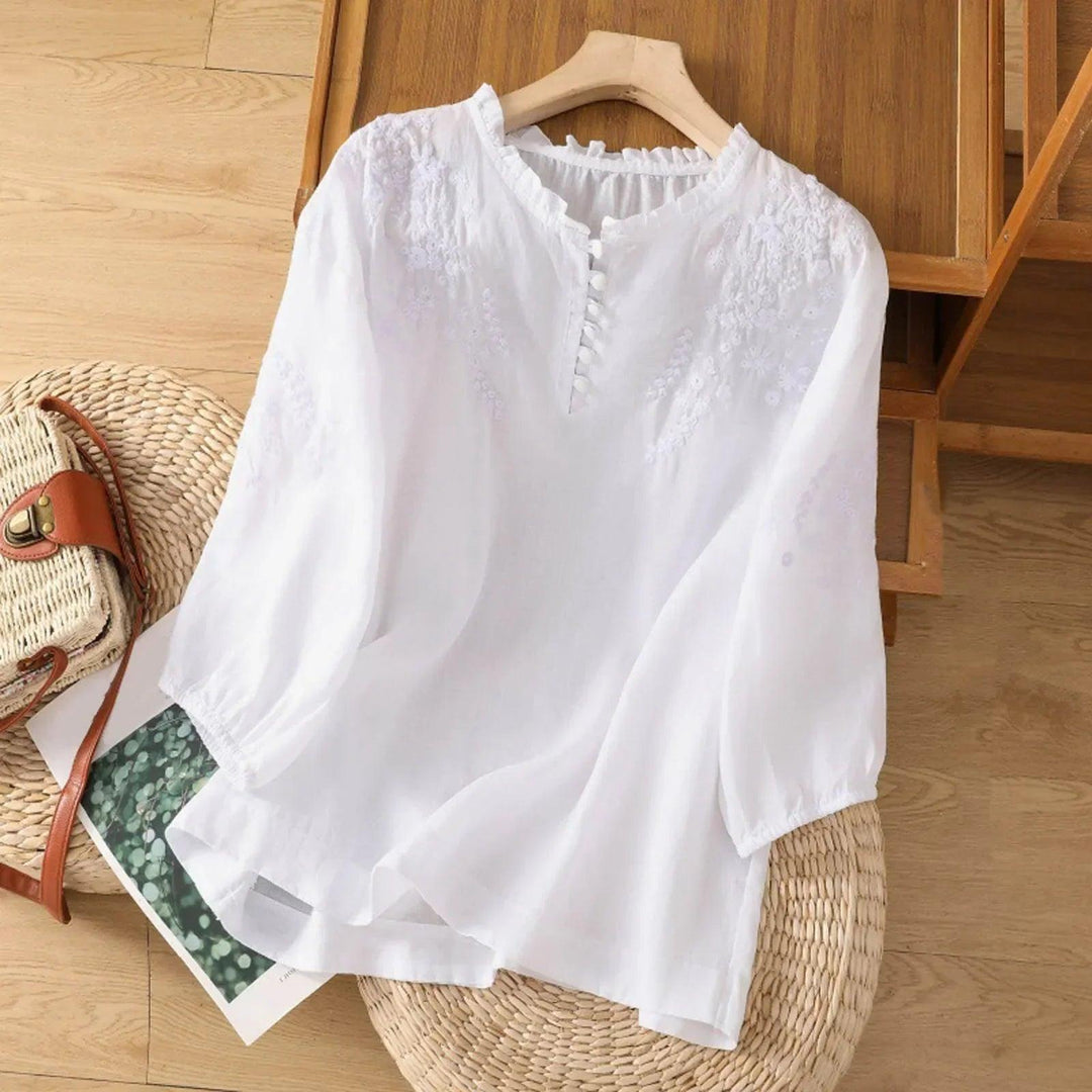 Suzanne | Woman’s Floral Button-Front Blouse