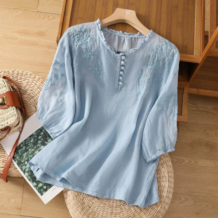 Suzanne | Woman’s Floral Button-Front Blouse