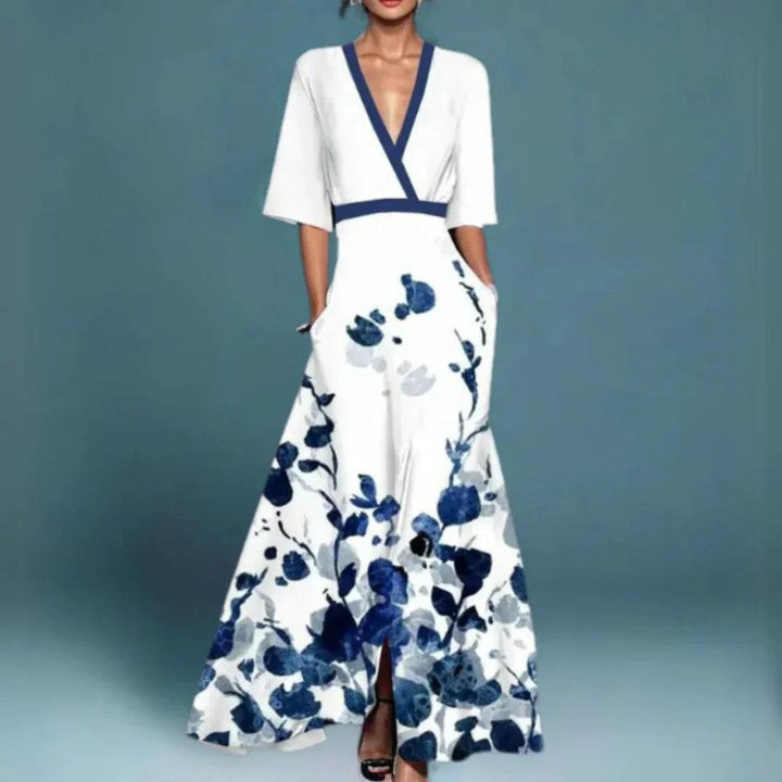 Jill | Woman’s Elegant Maxi Dress with Floral Pattern