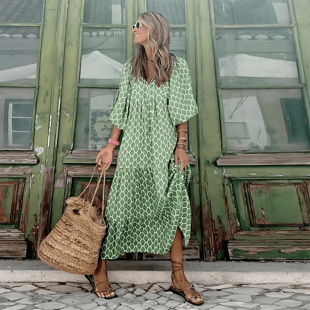 Haven | Woman’s Boho Polka Dot Vacation Maxi Dress