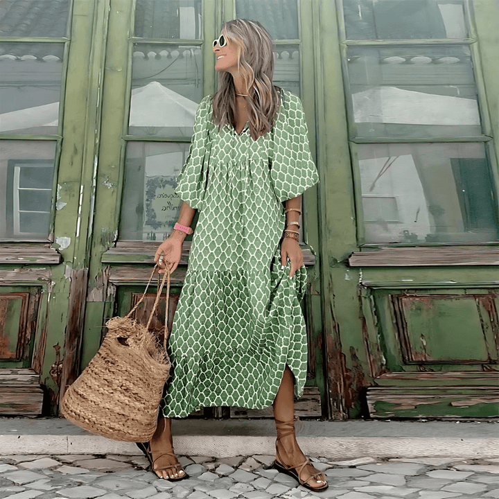 Haven | Woman’s Boho Polka Dot Vacation Maxi Dress