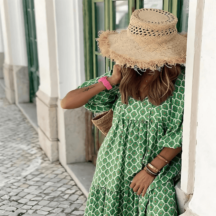 Haven | Woman’s Boho Polka Dot Vacation Maxi Dress