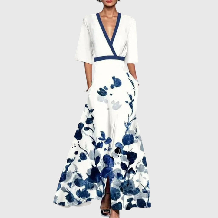 Leila | Woman’s Elegant Floral Wrap Maxi Dress