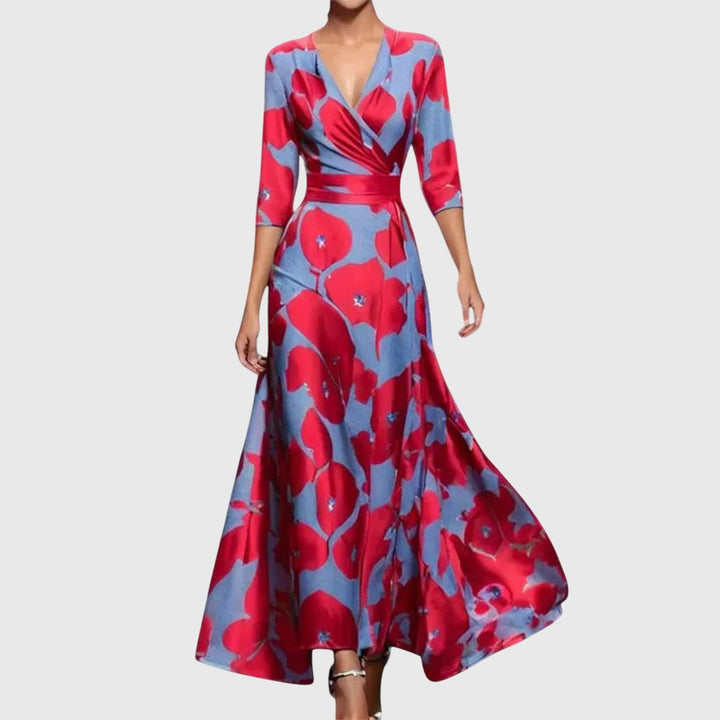 Leila | Woman’s Elegant Floral Wrap Maxi Dress