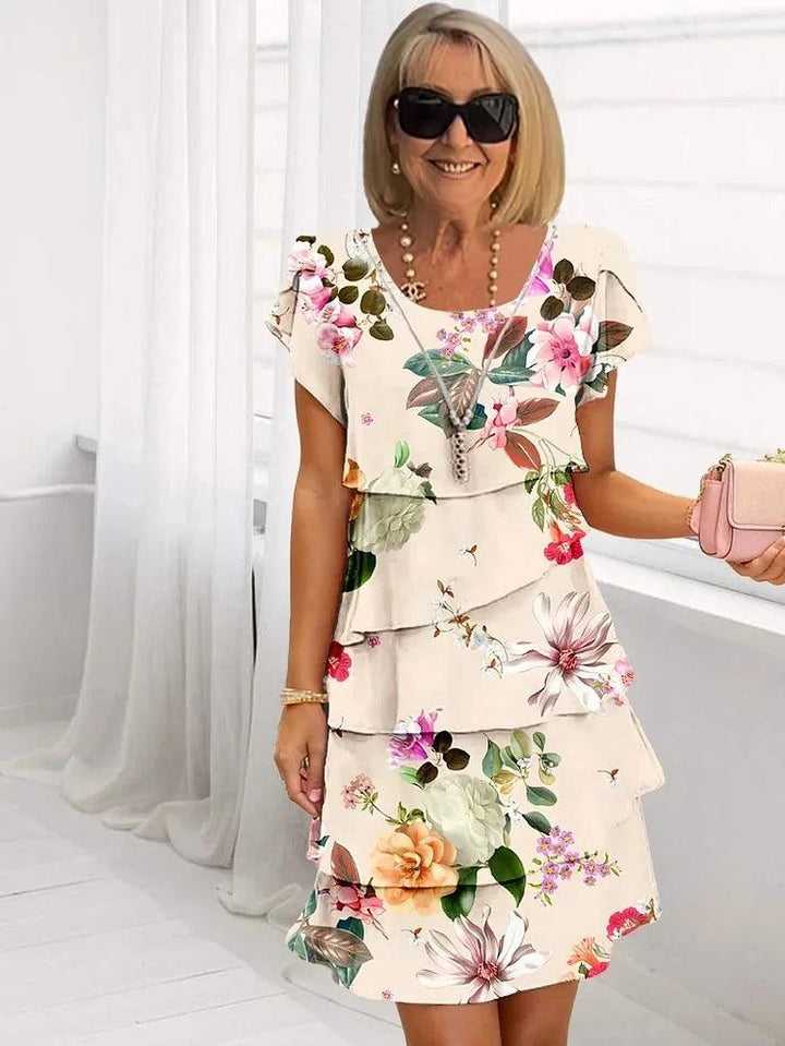 Mia| Woman’s Ruffled Floral Pleated Midi Dress