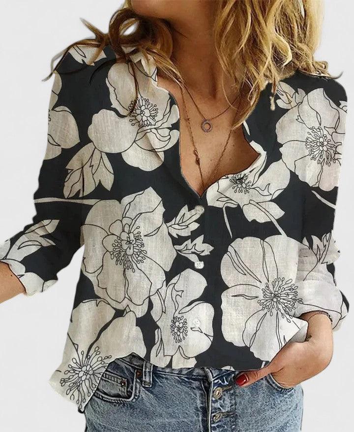 Elena | Woman’s Elegant Blouse Breathable Relaxed Button Down Fit