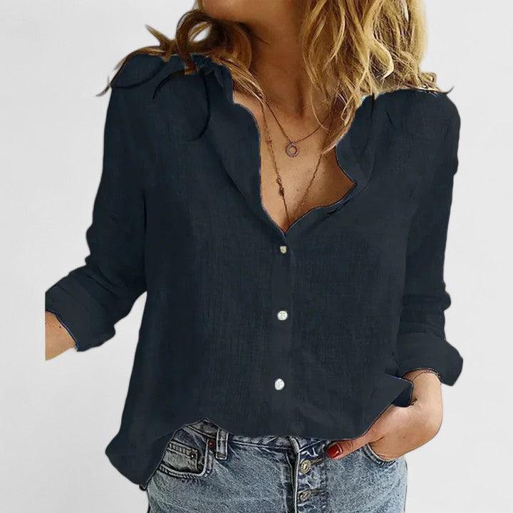 Elena | Woman’s Elegant Blouse Breathable Relaxed Button Down Fit