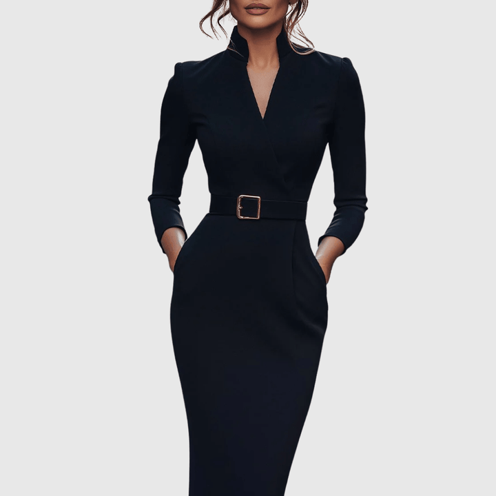 Claribel | Elegant Belted Bodycon Midi Dress for Women