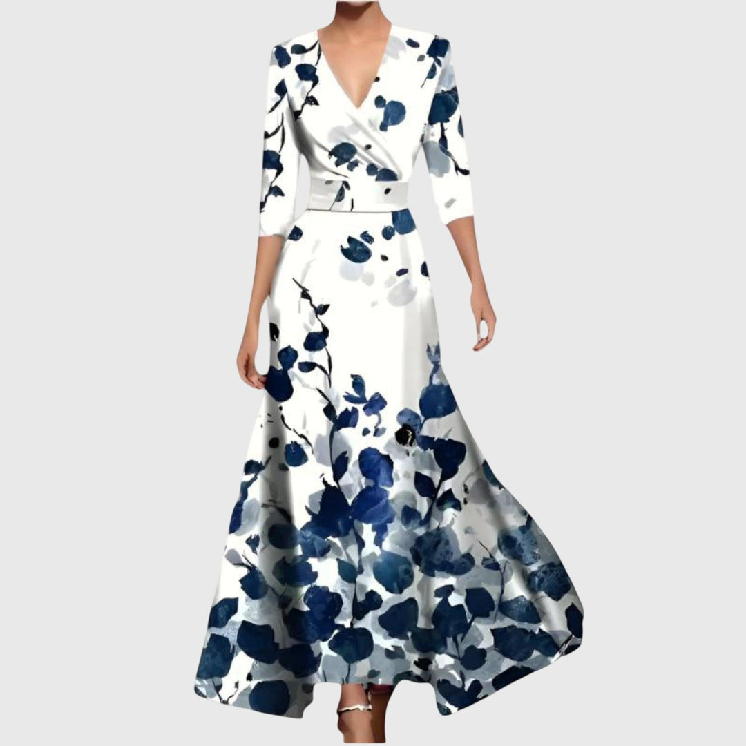 Leila | Woman’s Elegant Floral Wrap Maxi Dress