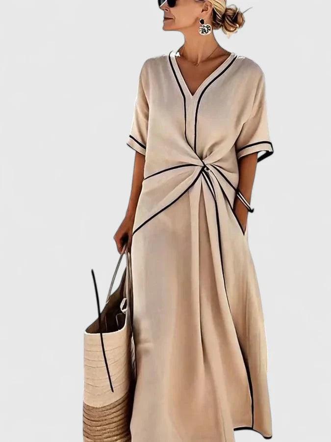 Erykahhh | Woman’s Relaxed Fit V-Neck Maxi Dress with Pockets