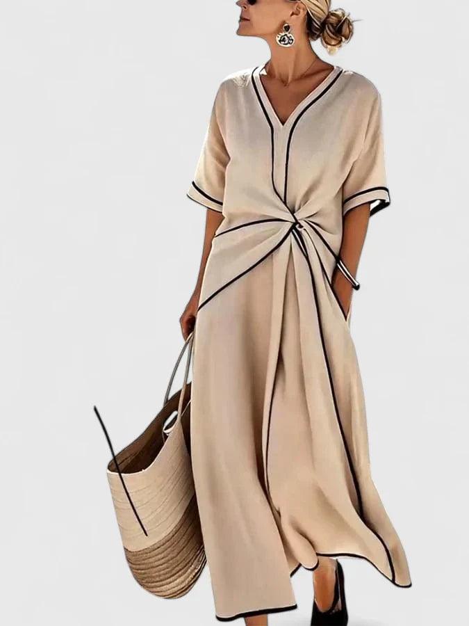 Erykahhh | Woman’s Relaxed Fit V-Neck Maxi Dress with Pockets
