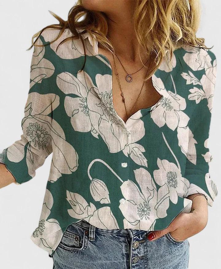Elena | Woman’s Elegant Blouse Breathable Relaxed Button Down Fit