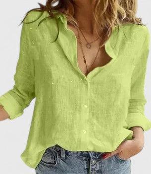 Elena | Woman’s Elegant Blouse Breathable Relaxed Button Down Fit