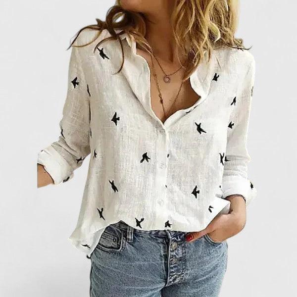 Elena | Woman’s Elegant Blouse Breathable Relaxed Button Down Fit