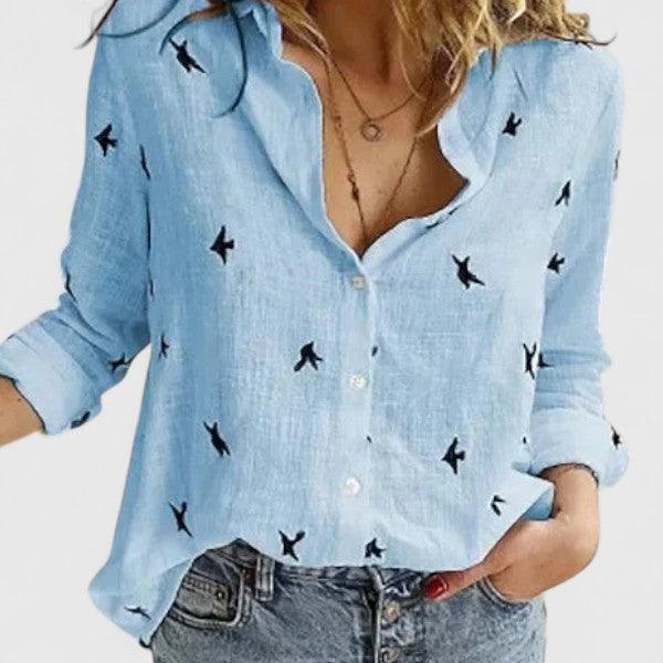 Elena | Woman’s Elegant Blouse Breathable Relaxed Button Down Fit
