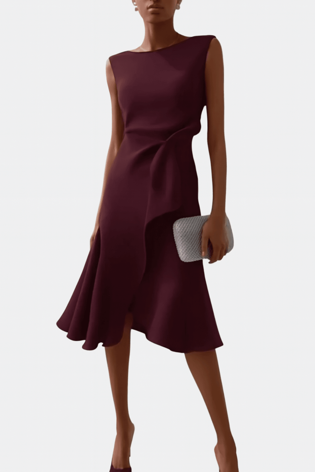 Sheila | Woman’s Draped Asymmetric Midi Wedding Guest Dress