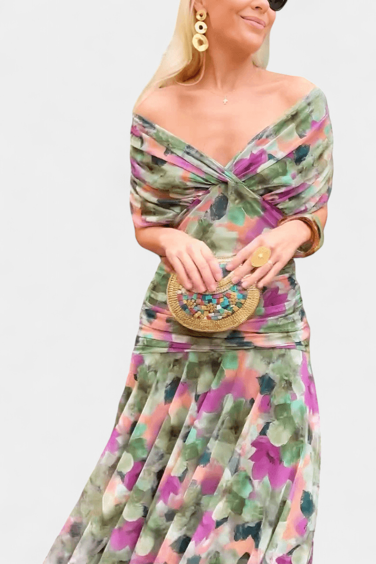 Eryzziah | Woman’s Elegant Off Shoulder Ruched Maxi Dress Wedding Guest Dress