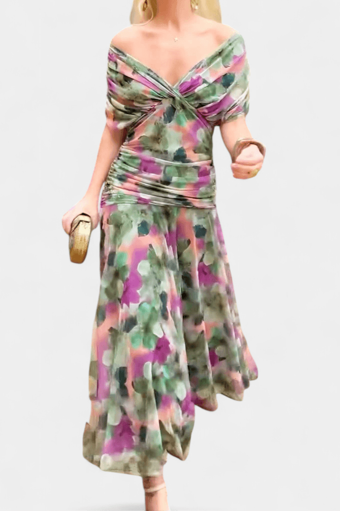 Eryzziah | Woman’s Elegant Off Shoulder Ruched Maxi Dress Wedding Guest Dress