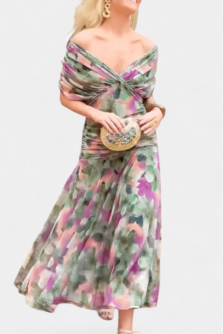 Eryzziah | Woman’s Elegant Off Shoulder Ruched Maxi Dress Wedding Guest Dress