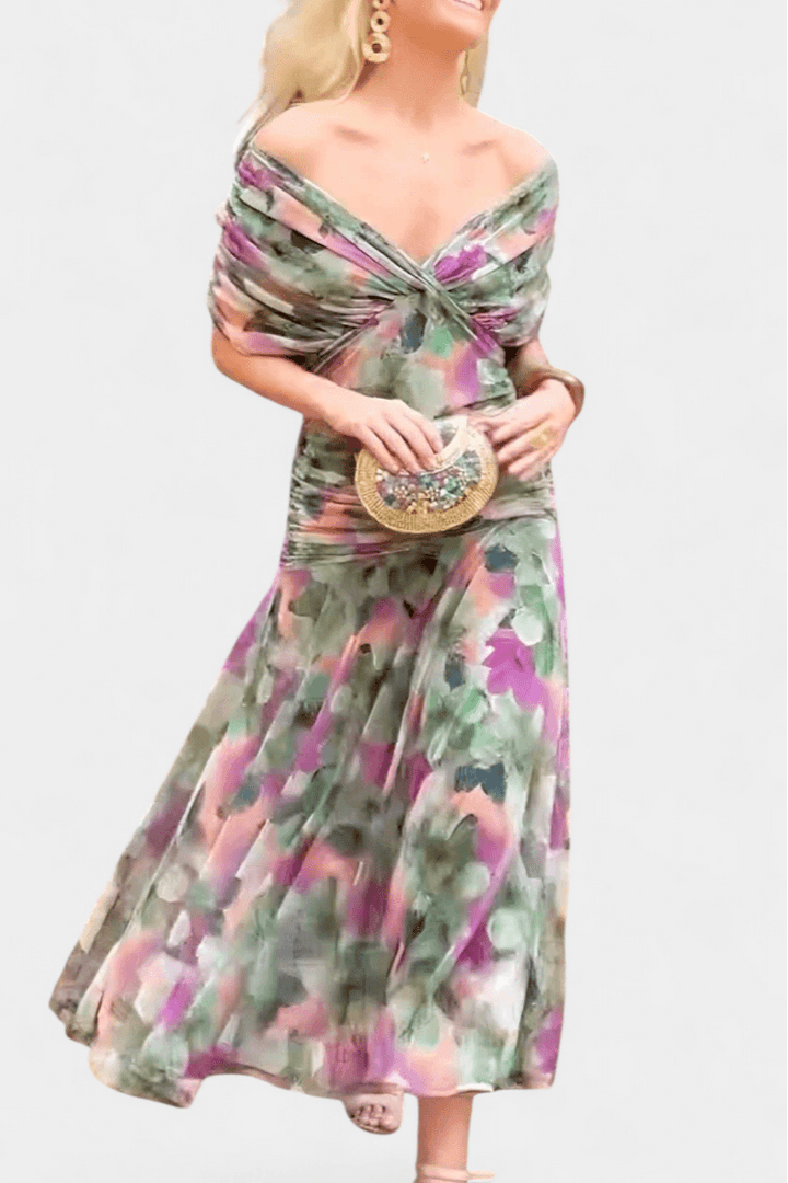 Eryzziah | Woman’s Elegant Off Shoulder Ruched Maxi Dress Wedding Guest Dress
