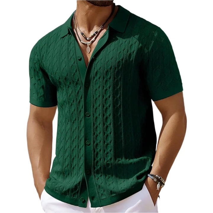 Marco | Men's Button-Down Textured Polo Shirt