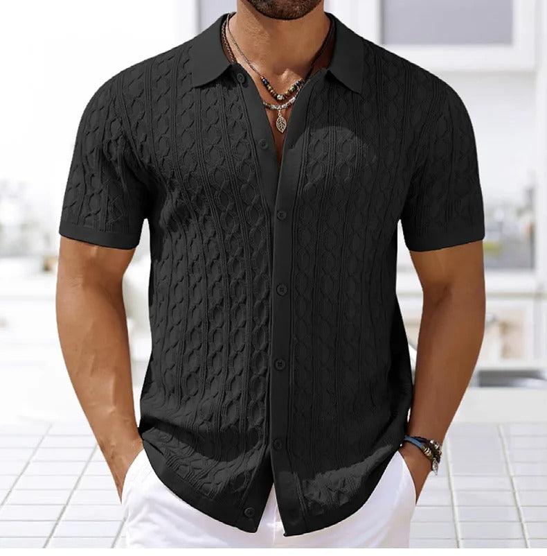 Marco | Men's Button-Down Textured Polo Shirt