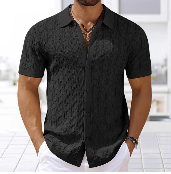 Marco | Men's Button-Down Textured Polo Shirt