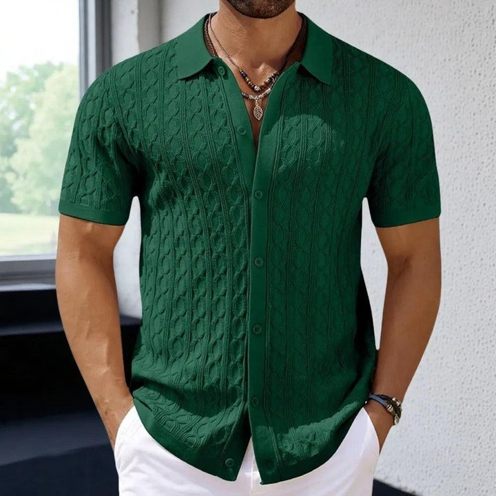 Marco | Men's Button-Down Textured Polo Shirt