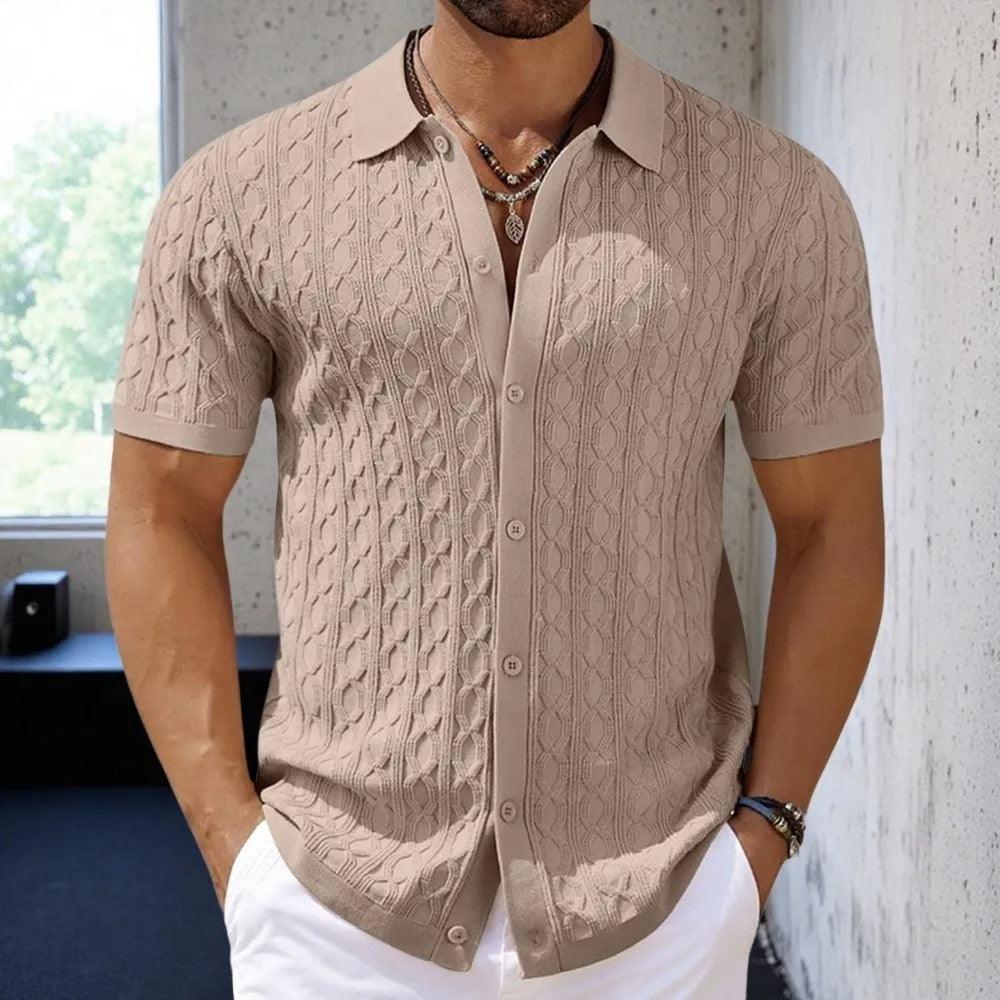 Marco | Men's Button-Down Textured Polo Shirt