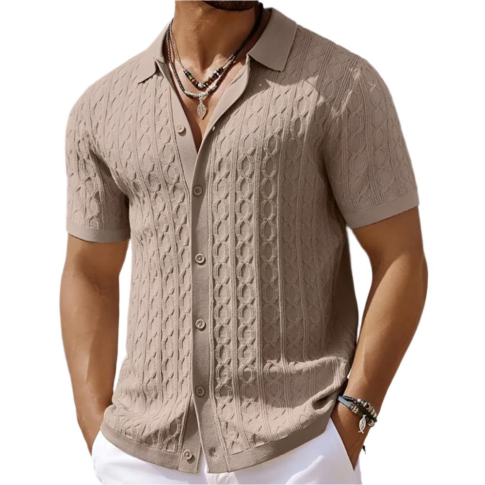 Marco | Men's Button-Down Textured Polo Shirt
