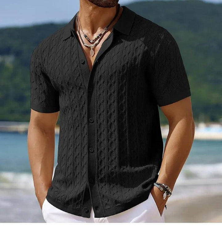 Marco | Men's Button-Down Textured Polo Shirt
