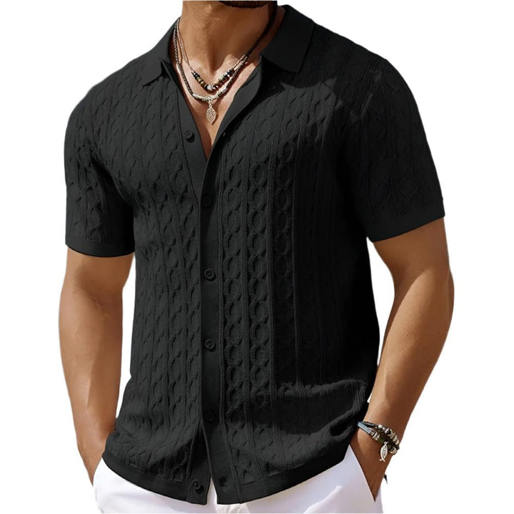 Marco | Men's Button-Down Textured Polo Shirt