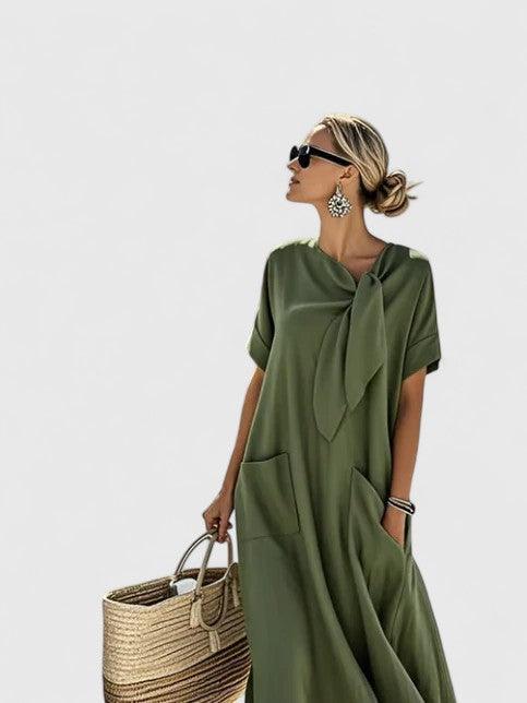 Antonina | Woman’s Tie Neck Maxi Dress with Pockets