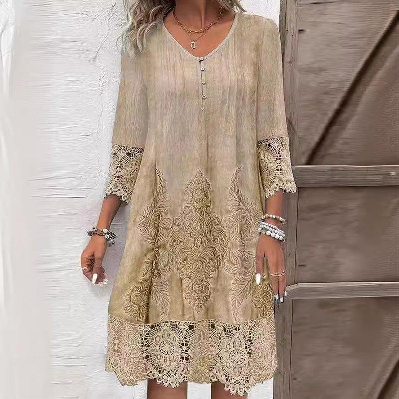 Jenna  | Woman’s Floral Midi Lace Evening Dress