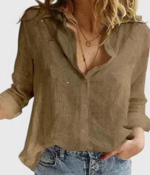 Elena | Woman’s Elegant Blouse Breathable Relaxed Button Down Fit