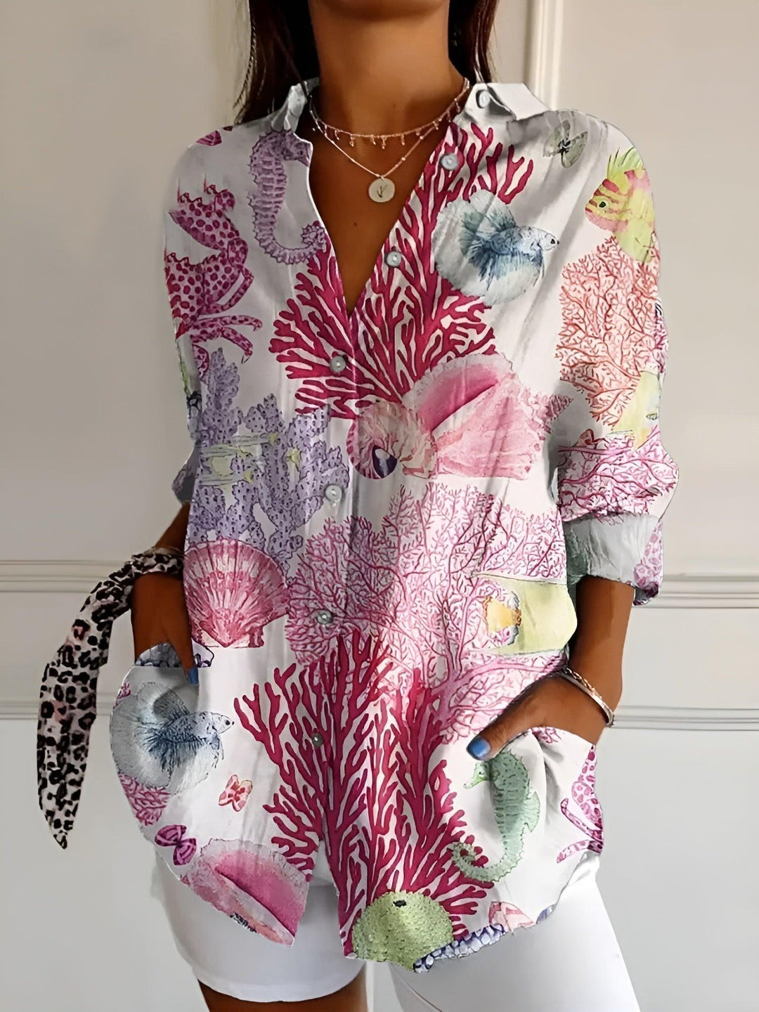 Avril | Woman’s Chic Blouse with Whimsical Prints Summer Wear