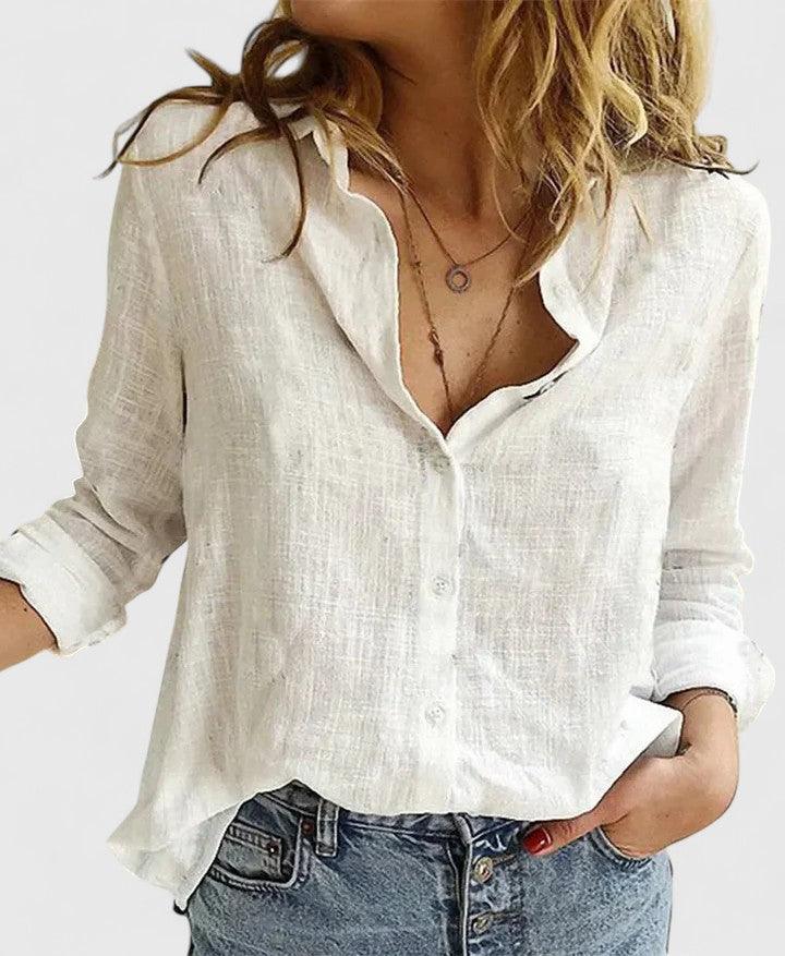 Elena | Woman’s Elegant Blouse Breathable Relaxed Button Down Fit