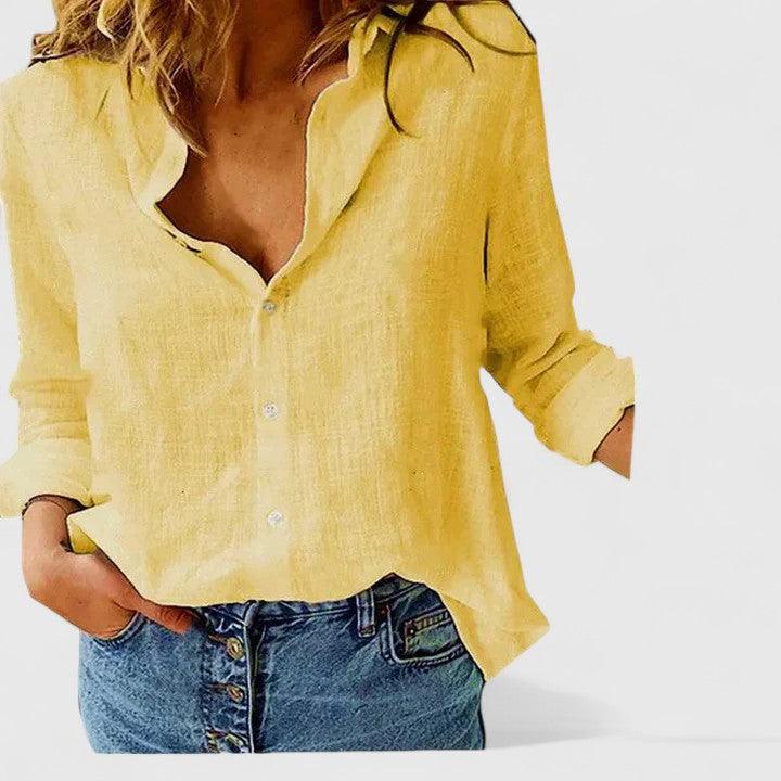 Elena | Woman’s Elegant Blouse Breathable Relaxed Button Down Fit